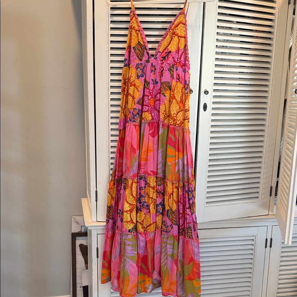 Farm Rio Floral Multicolor Maxi Dress NWT Size S